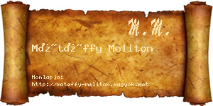 Mátéffy Meliton névjegykártya